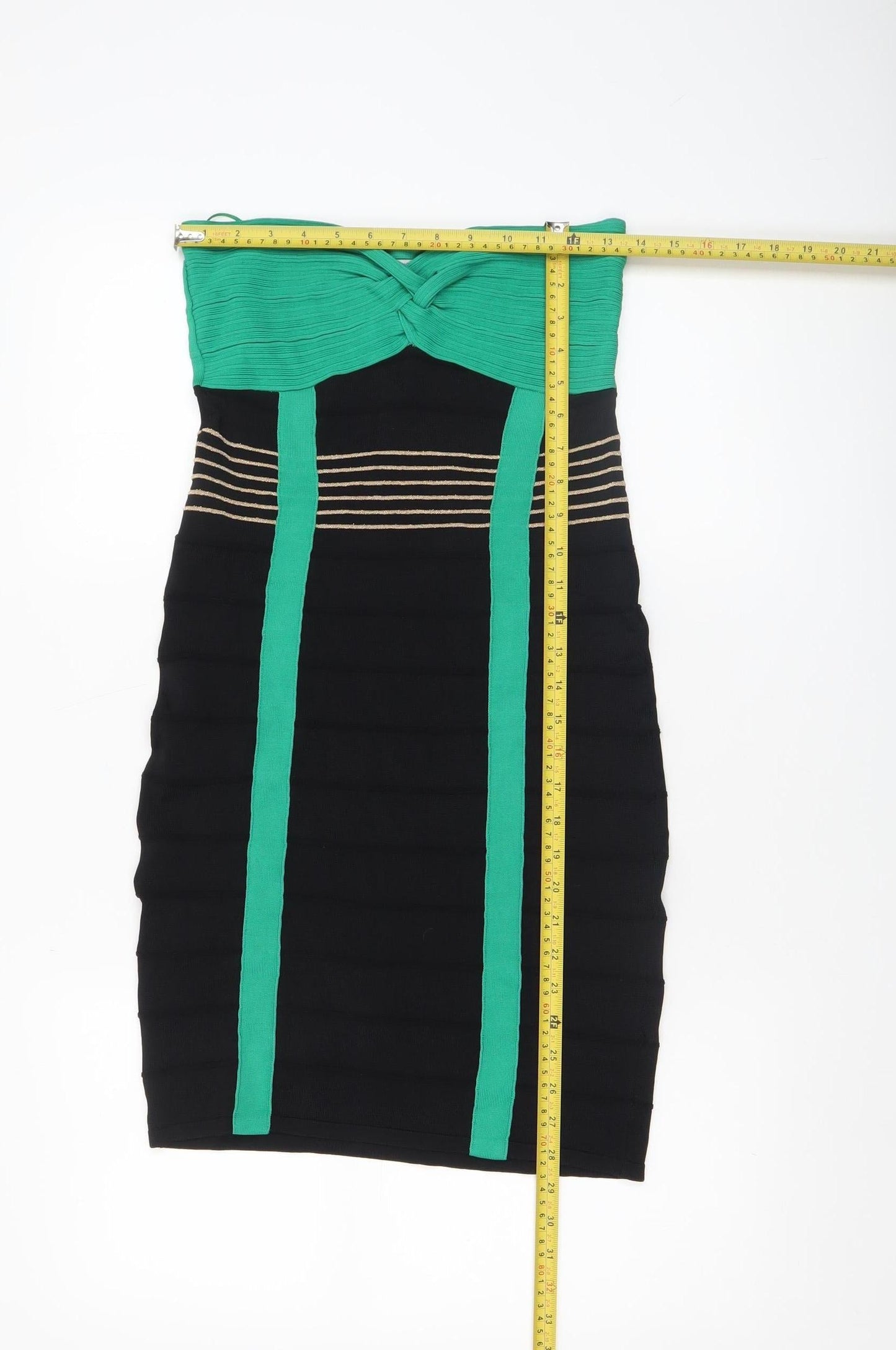 SuiteBlanco Women's Black & Green Strapless Bodycon Dress Size M