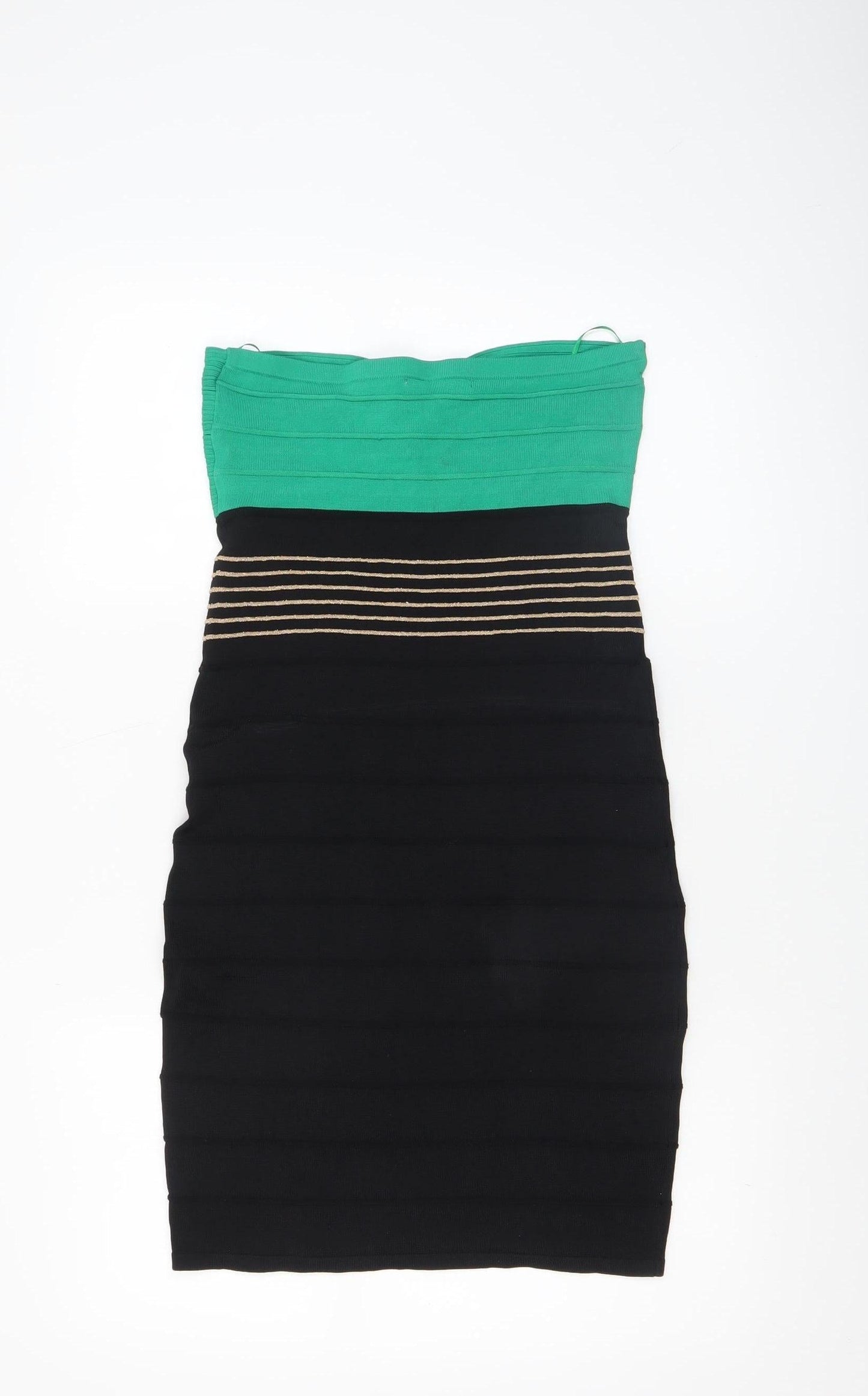 SuiteBlanco Women's Black & Green Strapless Bodycon Dress Size M