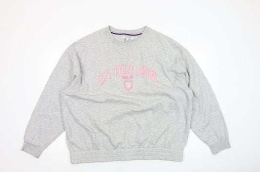 U.S. Polo Assn. Women's Grey Marl XL Pullover Sweatshirt