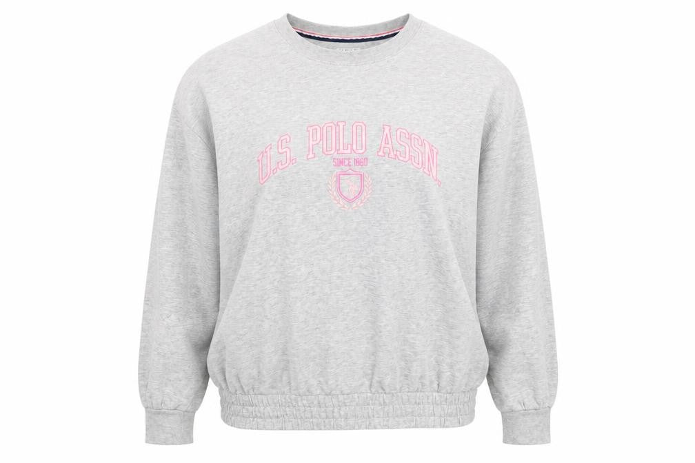 U.S. Polo Assn. Women's Grey Marl XL Pullover Sweatshirt