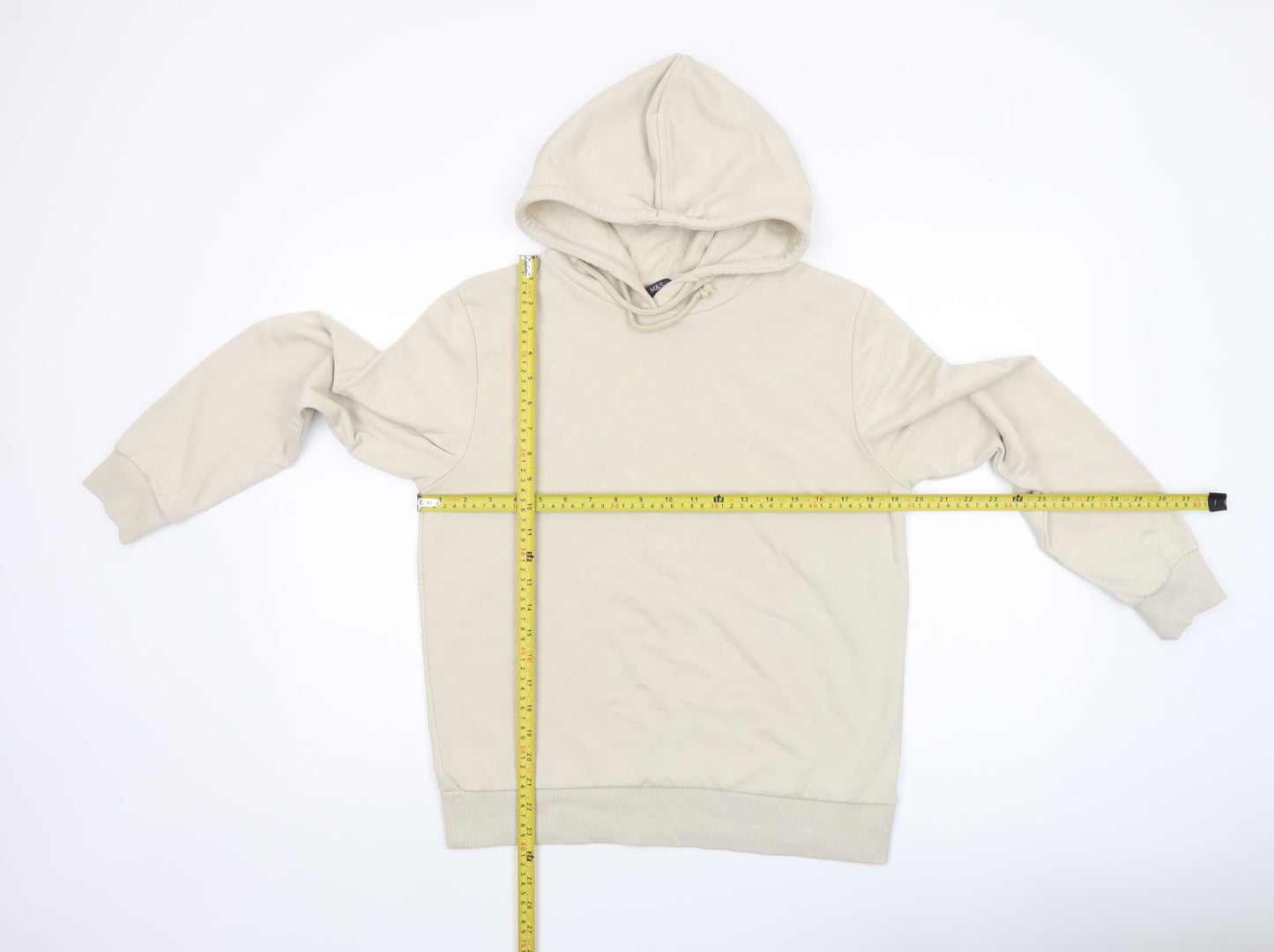 Marks and Spencer Women Beige Pullover Hoodie Size 10 Cotton Blend