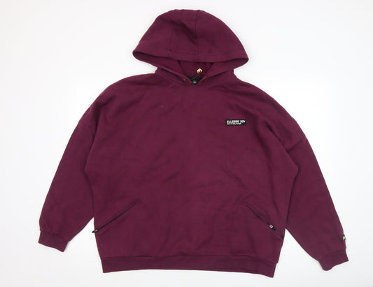 Ellesse Womens Burgundy Hoodie UK 14 Pullover Cotton Blend Casual