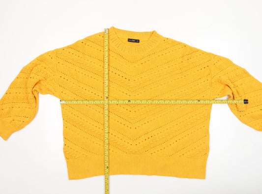F&F Women’s Yellow Open Knit Cotton Acrylic Jumper XL