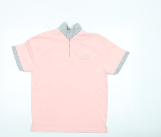 POWER Women’s Pink Polo Shirt Size 2 High Neck Half Zip Cotton Top