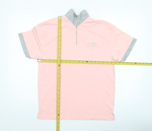 POWER Women’s Pink Polo Shirt Size 2 High Neck Half Zip Cotton Top
