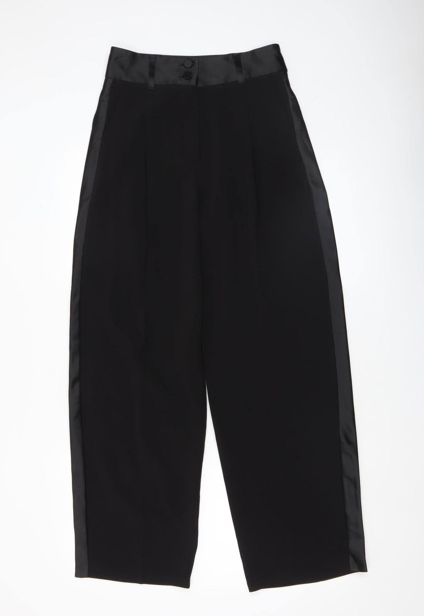 Primark Women’s Black Satin Trim High Waist Dress Pants Size 8
