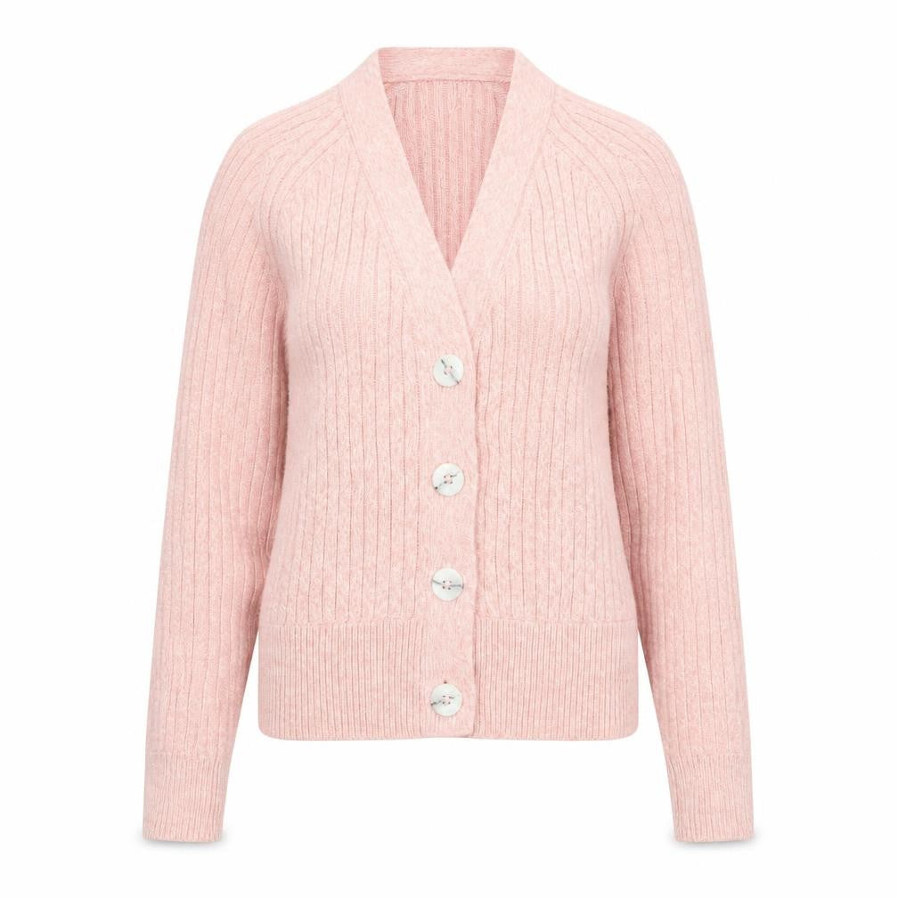 Marks and Spencer Womens Pink XS Rib Knit Button Cardigan