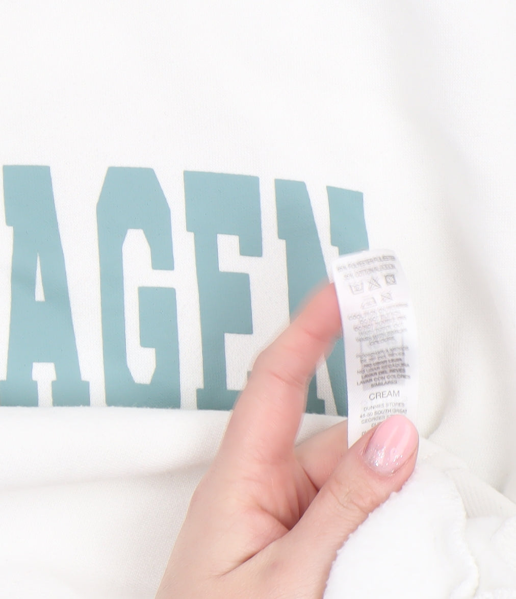 Dunnes Women White Copenhagen Print Pullover Sweatshirt Size M