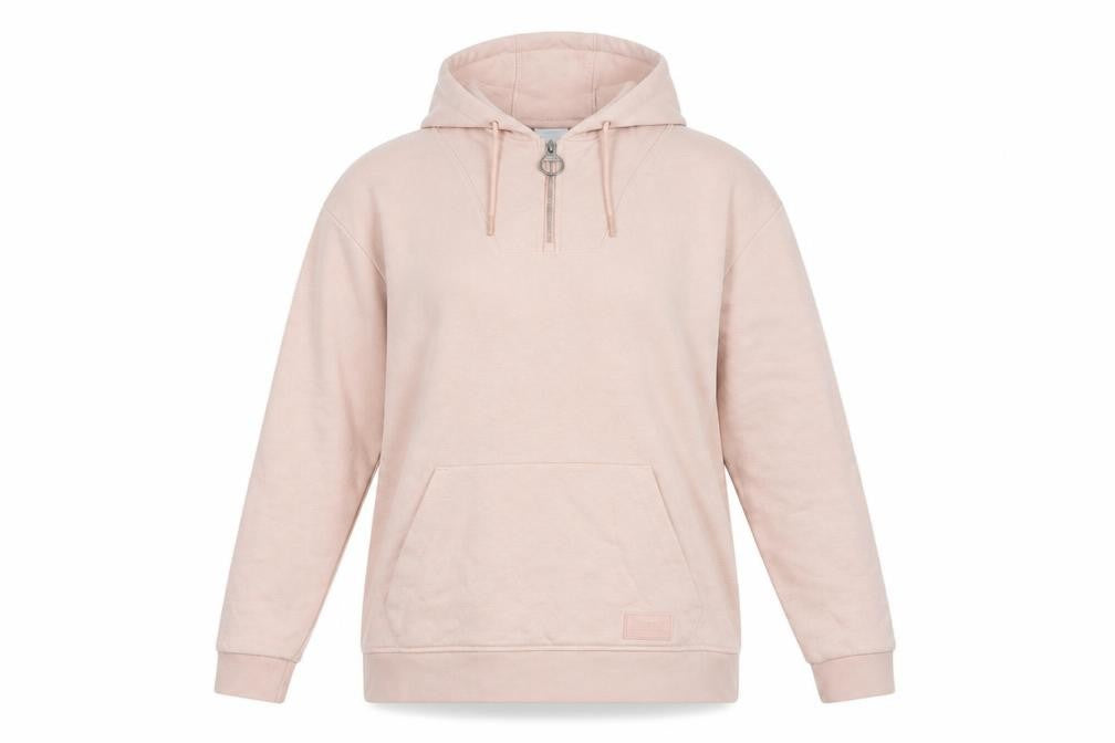 Lonsdale Women Pink 1/4 Zip Hoodie Size 14 Cotton Blend Casual