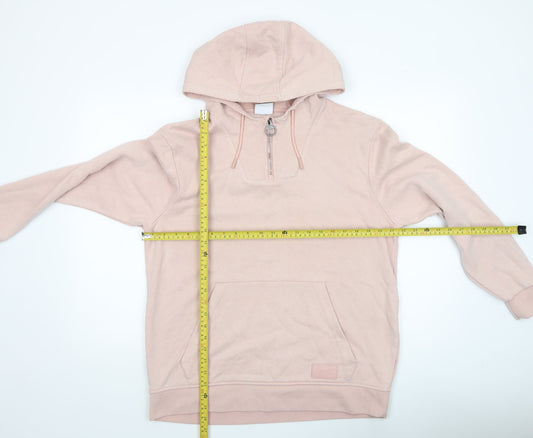 Lonsdale Women Pink 1/4 Zip Hoodie Size 14 Cotton Blend Casual