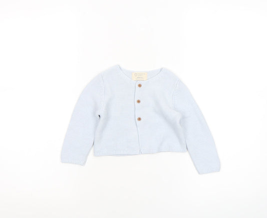 Primark Blue Knit Baby Cardigan 6-9 Months Unisex Long Sleeve Cotton Blend