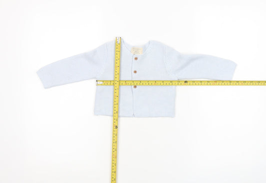 Primark Blue Knit Baby Cardigan 6-9 Months Unisex Long Sleeve Cotton Blend