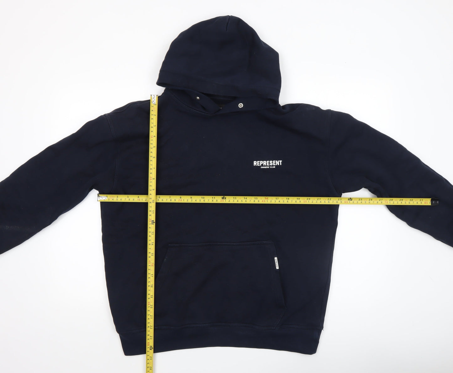 Represent Men's Blue Pullover Hoodie Medium Relaxed Fit Graphic Logo