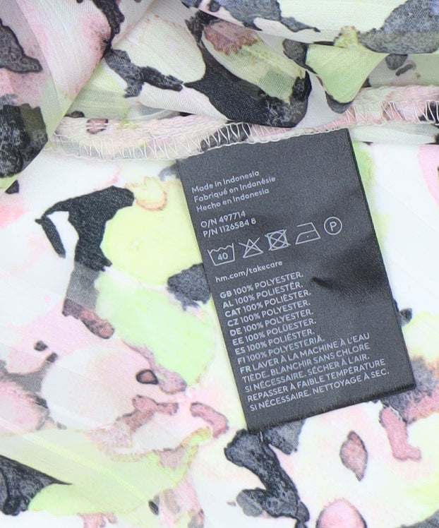 H&M Women’s Multicoloured Floral Chiffon Tunic Blouse Size 12