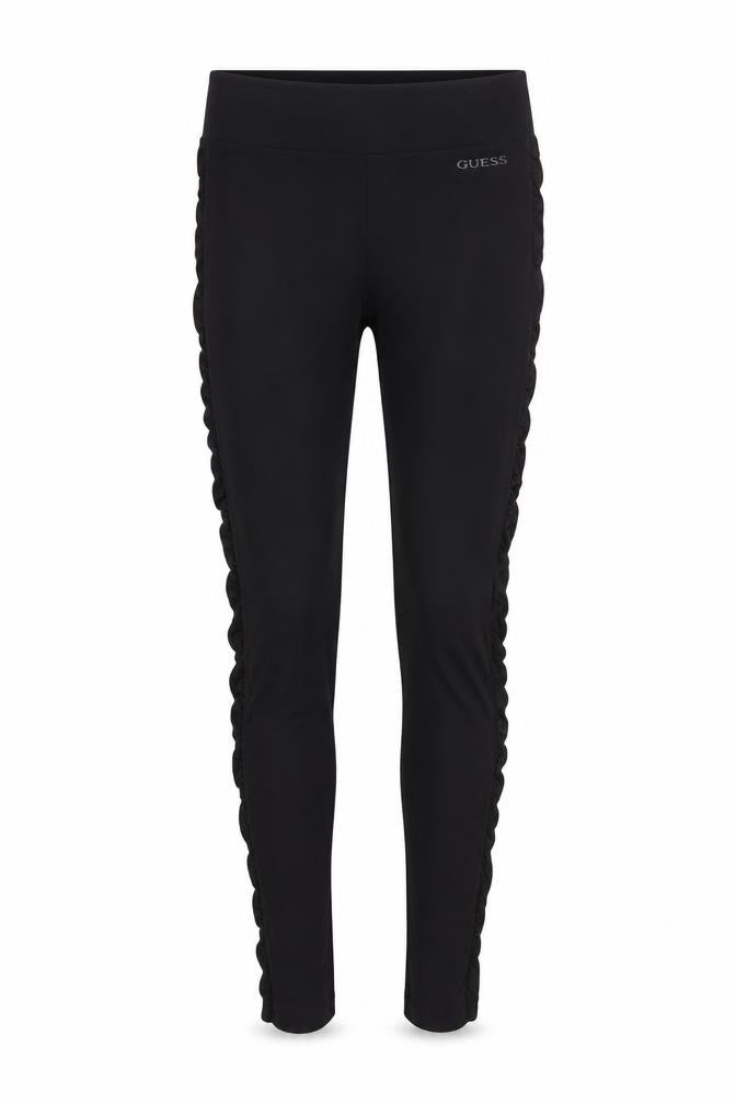 Guess Women's Black XS Ruffled Side Stretch Leggings