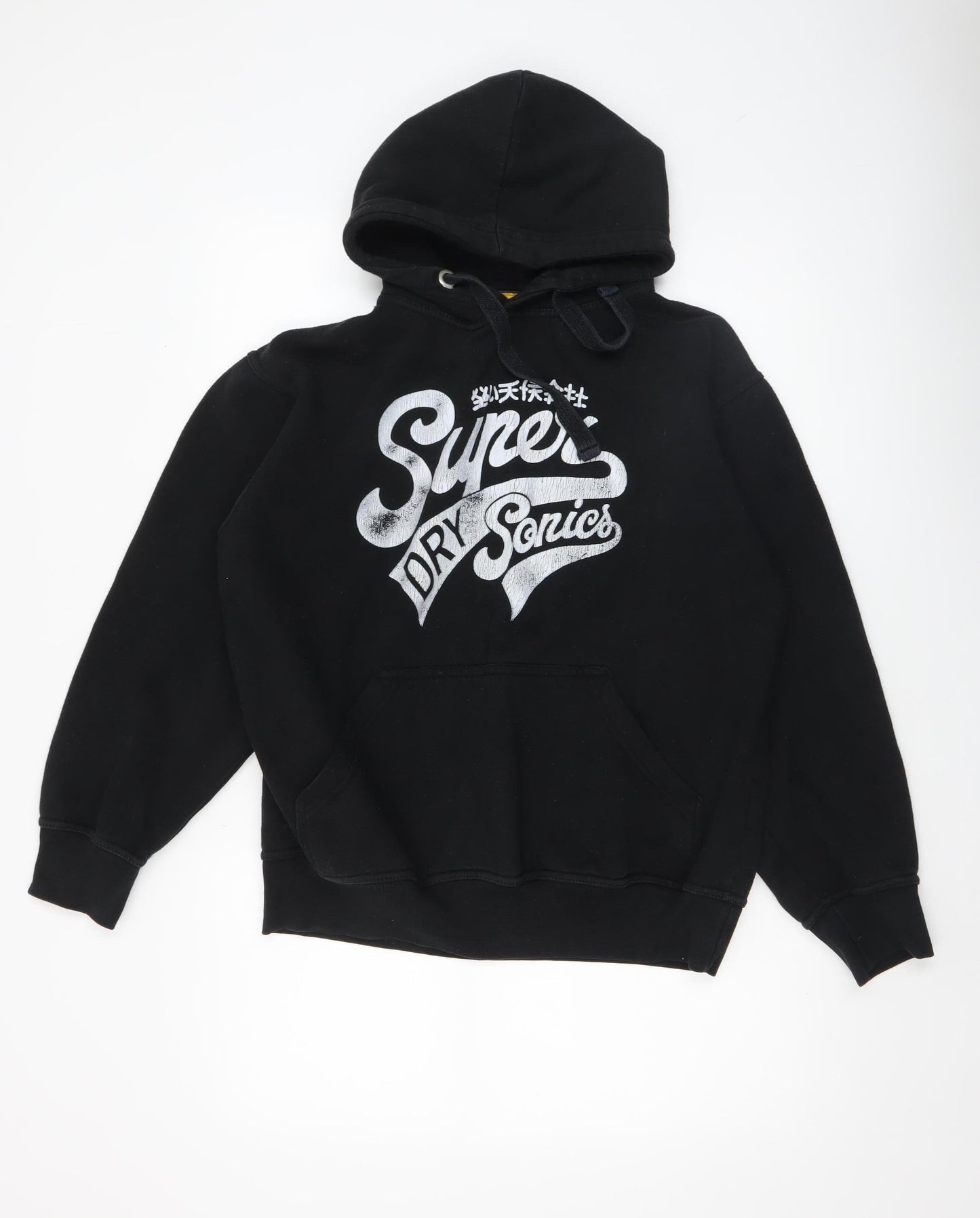 Superdry Men's Black Pullover Hoodie M Logo Graphic Fleece