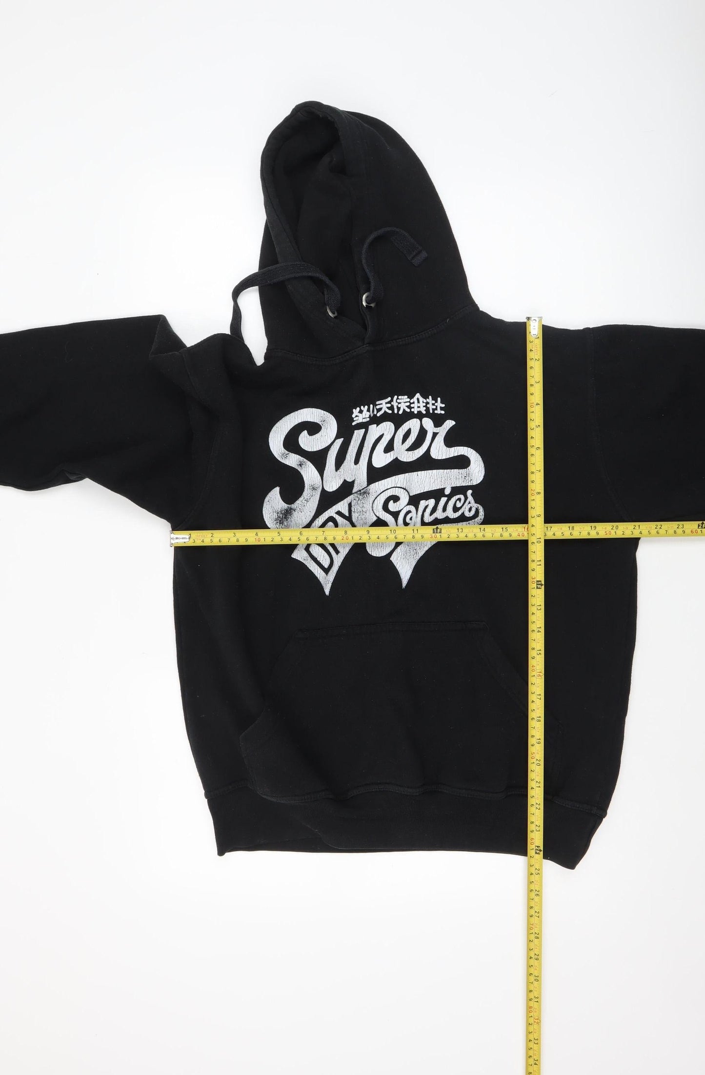 Superdry Men's Black Pullover Hoodie M Logo Graphic Fleece