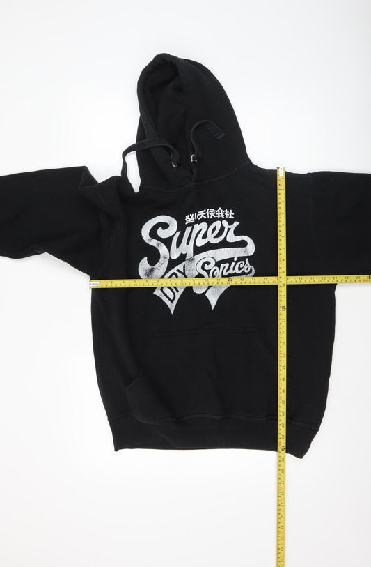 Superdry Men's Black Pullover Hoodie M Logo Graphic Fleece
