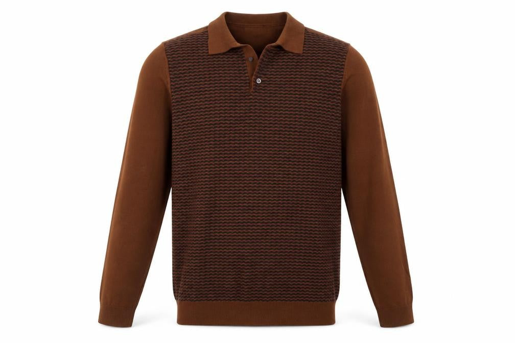 Next Men's Brown Cotton Knit Henley Jumper M Classic Fit