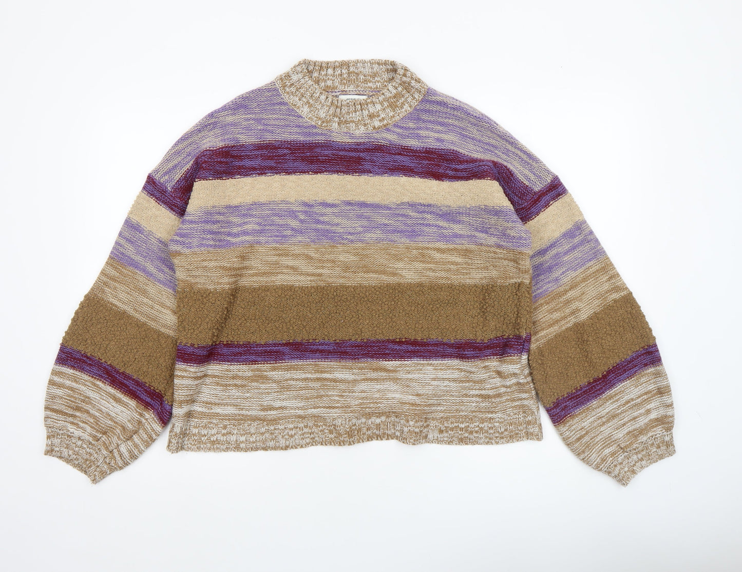 Jacqueline de Yong Womens Multicoloured Striped High Neck Jumper Size M