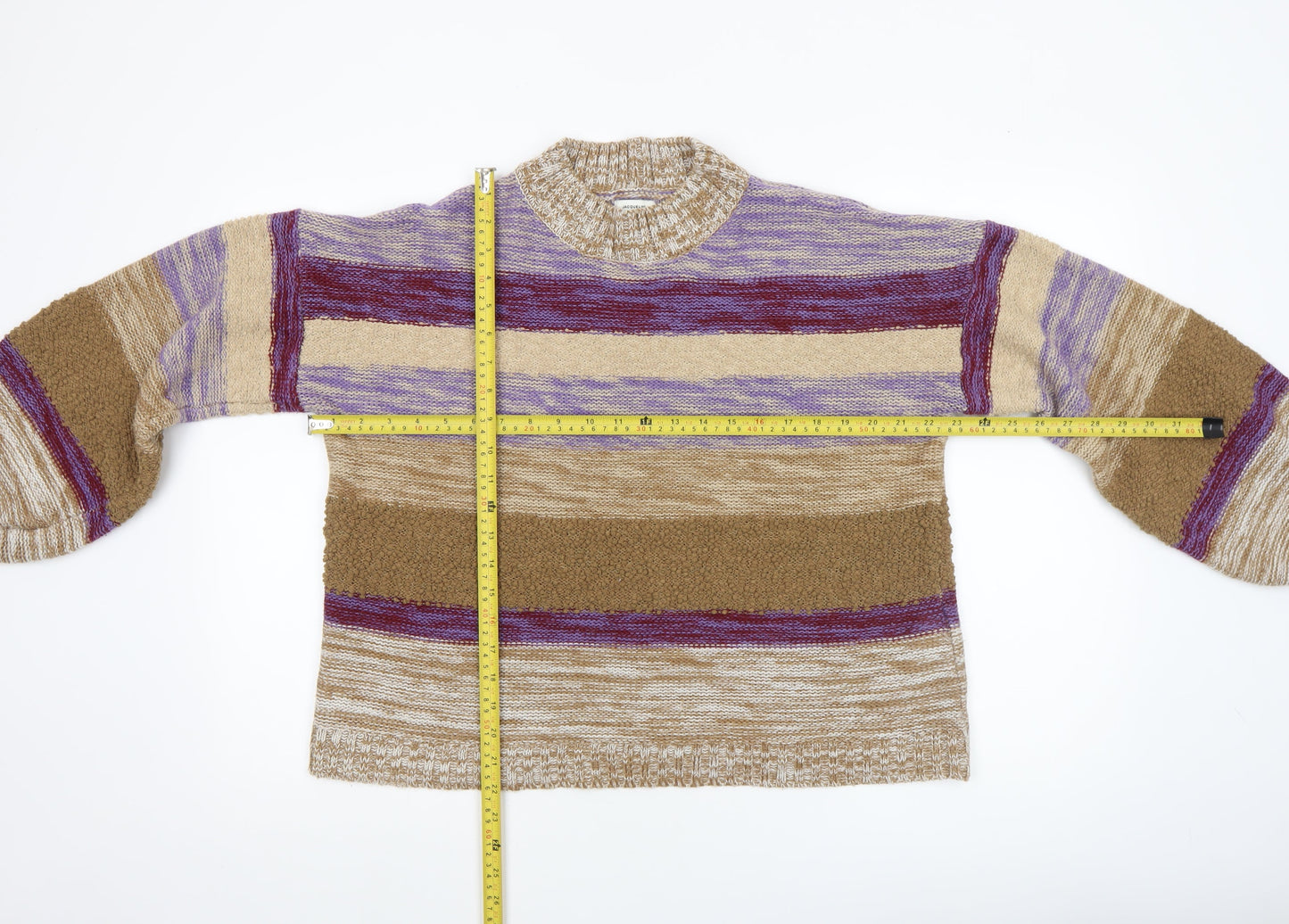 Jacqueline de Yong Womens Multicoloured Striped High Neck Jumper Size M