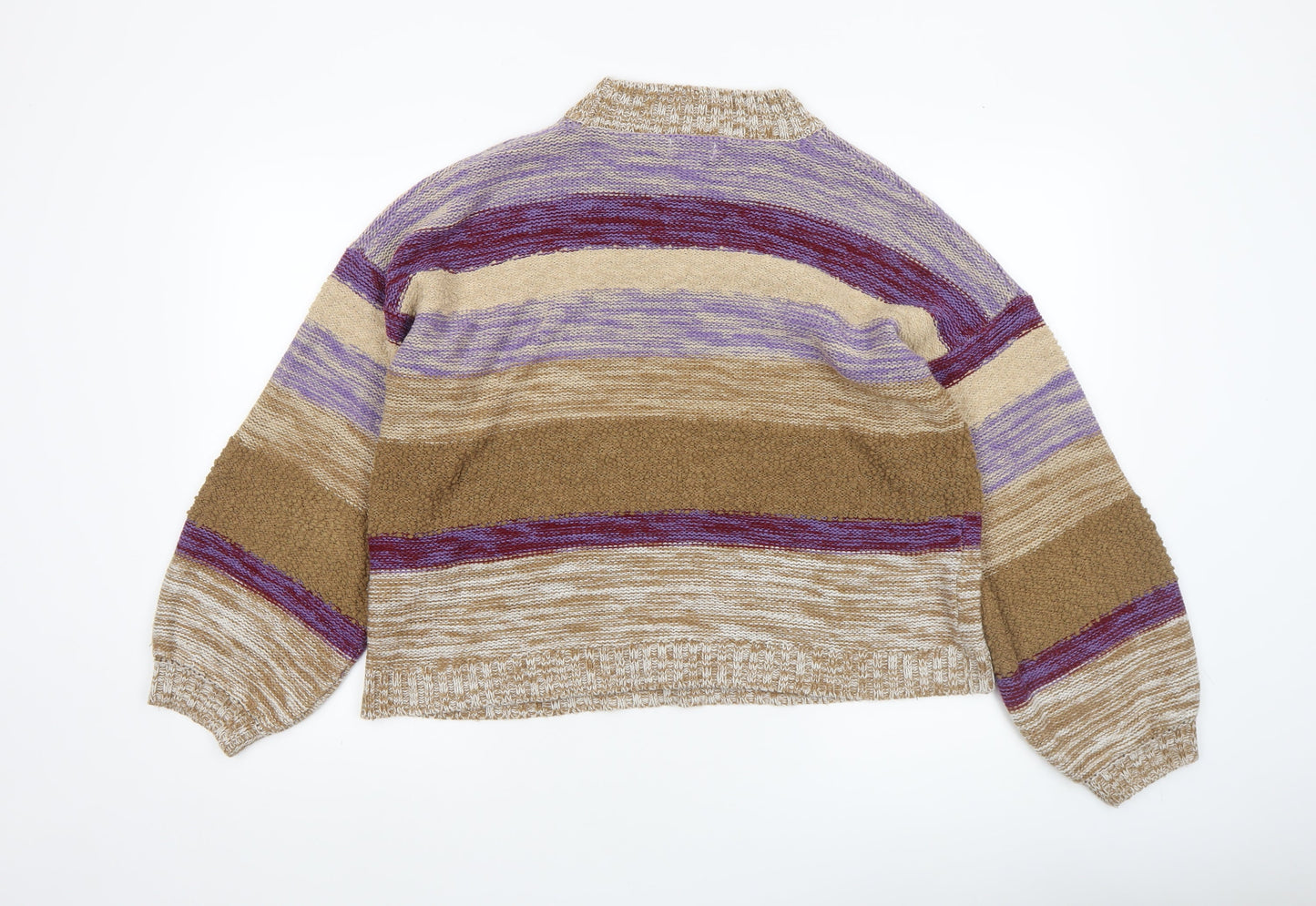 Jacqueline de Yong Womens Multicoloured Striped High Neck Jumper Size M