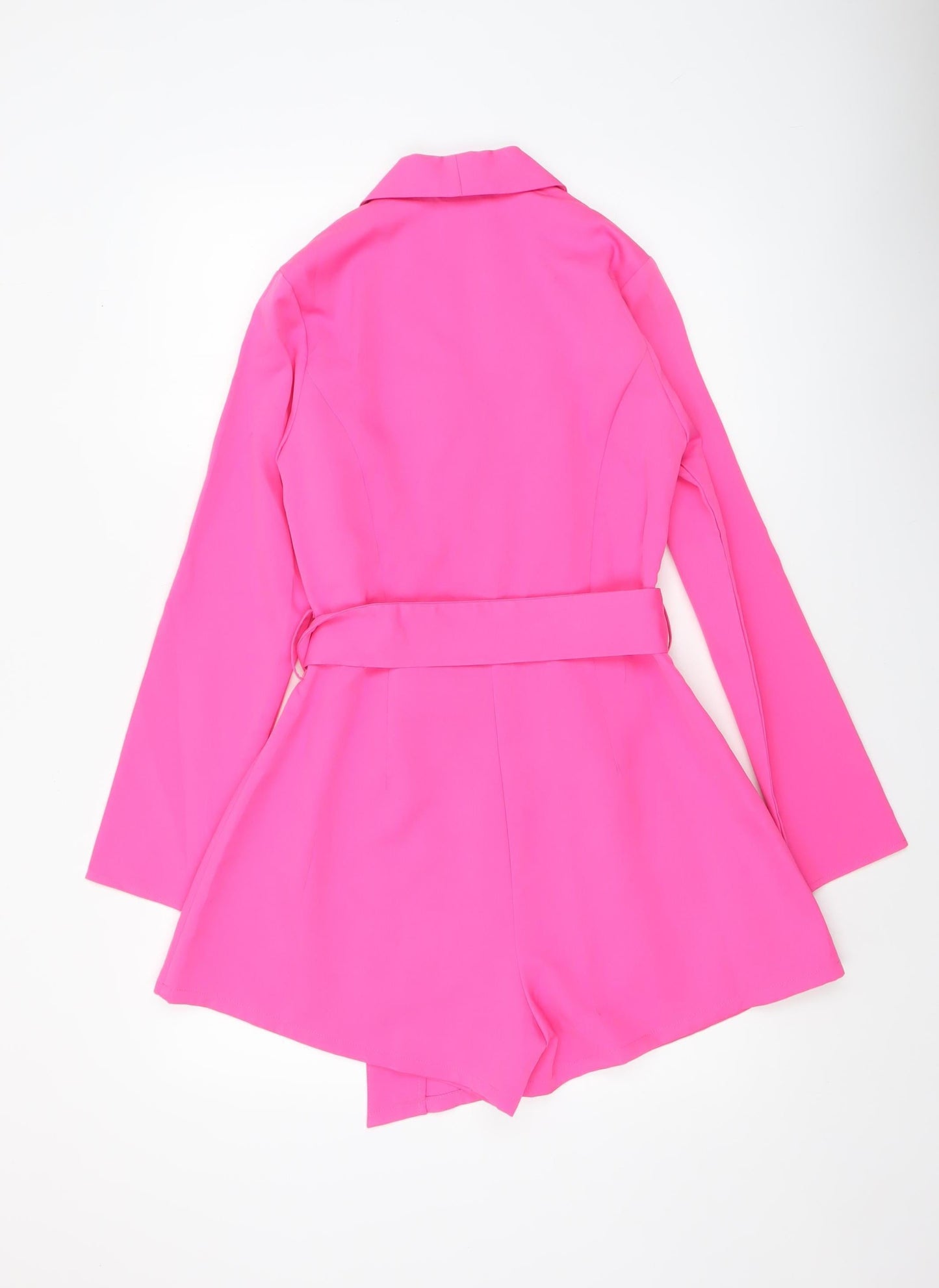 PrettyLittleThing Women’s Pink Belted Long Sleeve Playsuit UK 10