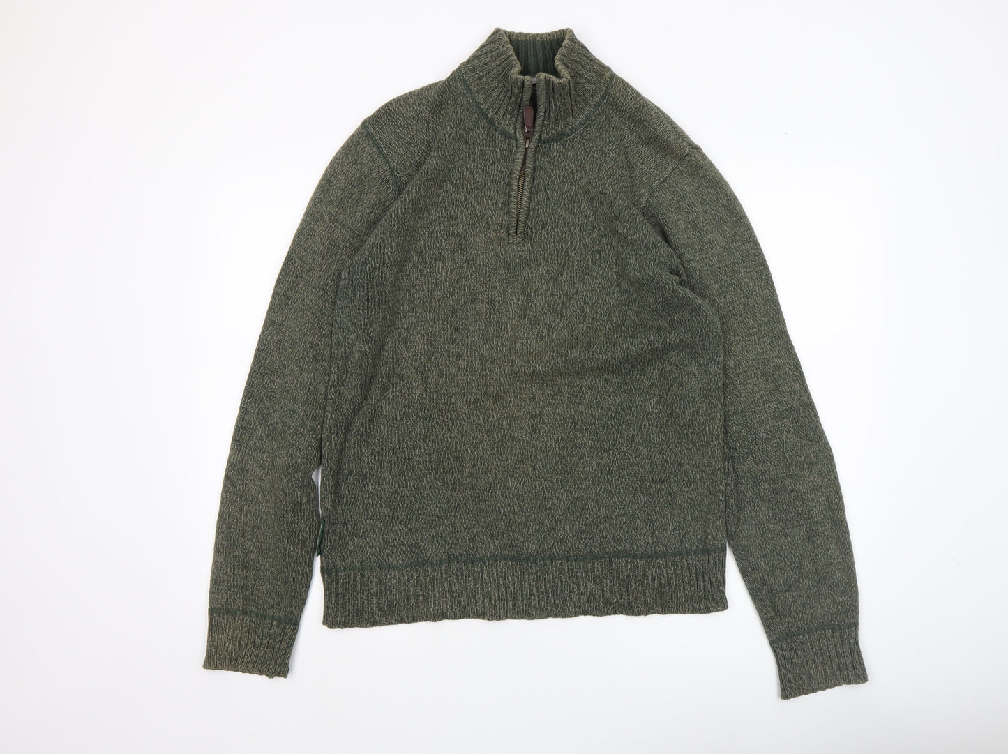 Mountain Warehouse Men’s Green Cotton 1/2 Zip Jumper Size S
