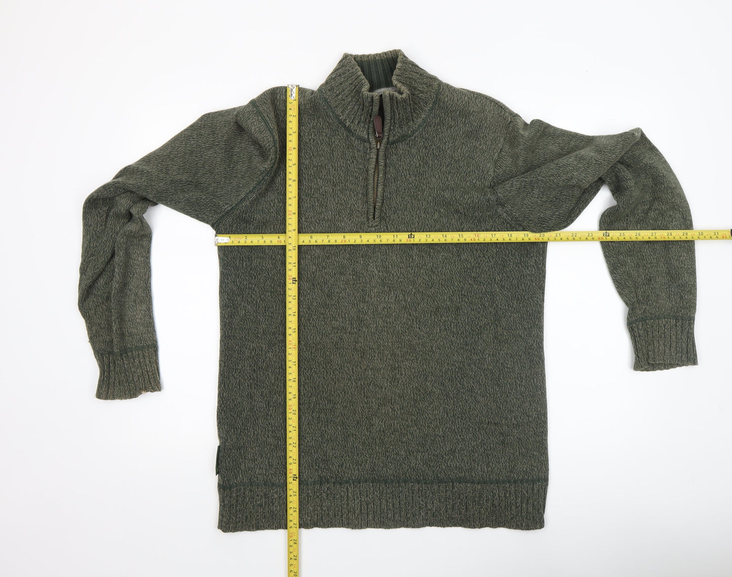 Mountain Warehouse Men’s Green Cotton 1/2 Zip Jumper Size S