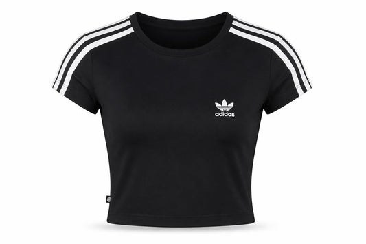 Adidas Womens Black 2XS Cropped Slim Fit Activewear T-Shirt