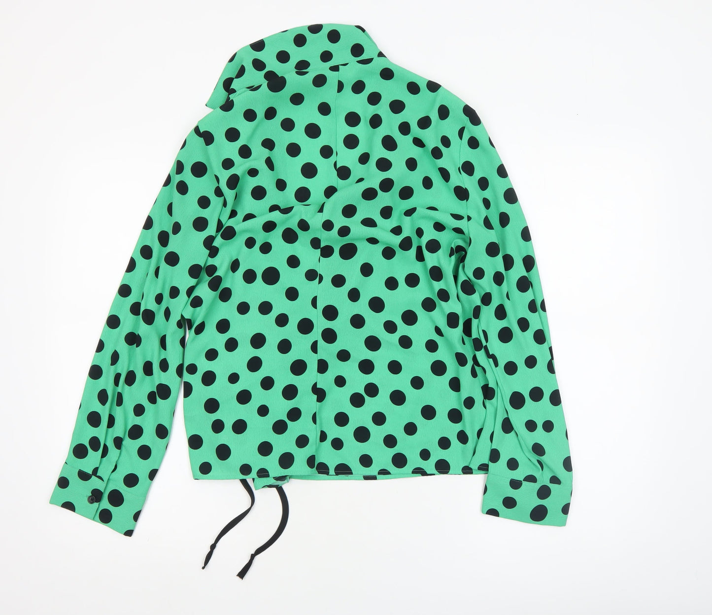 Zara Women’s Green Polka Dot Wrap Blouse Size 12 Long Sleeve