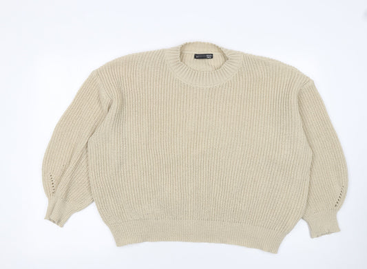 Dazy Womens Beige Chunky Knit Pullover Jumper Size S