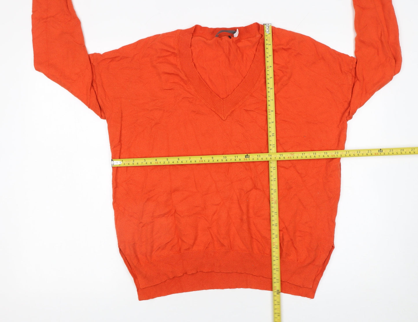 Mint Velvet Womens Orange V-Neck Pullover Jumper XS