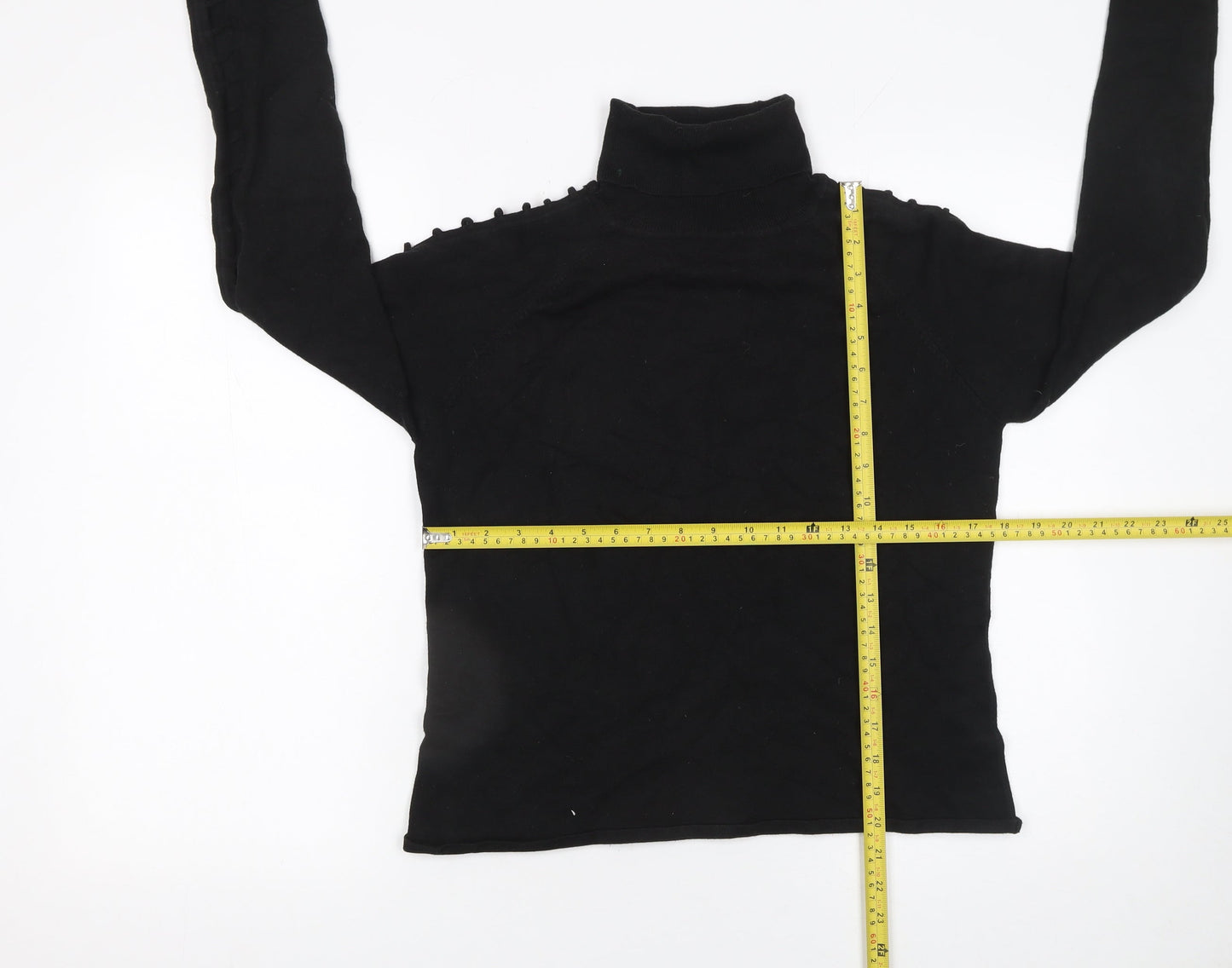 Amaranto Womens Black Roll Neck Long Sleeve Knit Pullover Jumper Size 16
