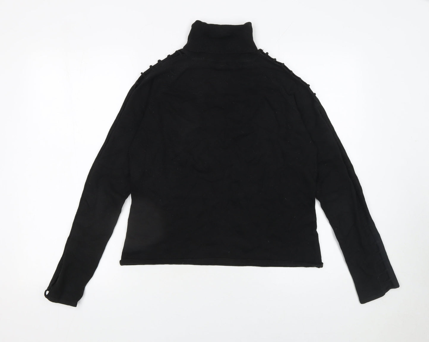 Amaranto Womens Black Roll Neck Long Sleeve Knit Pullover Jumper Size 16