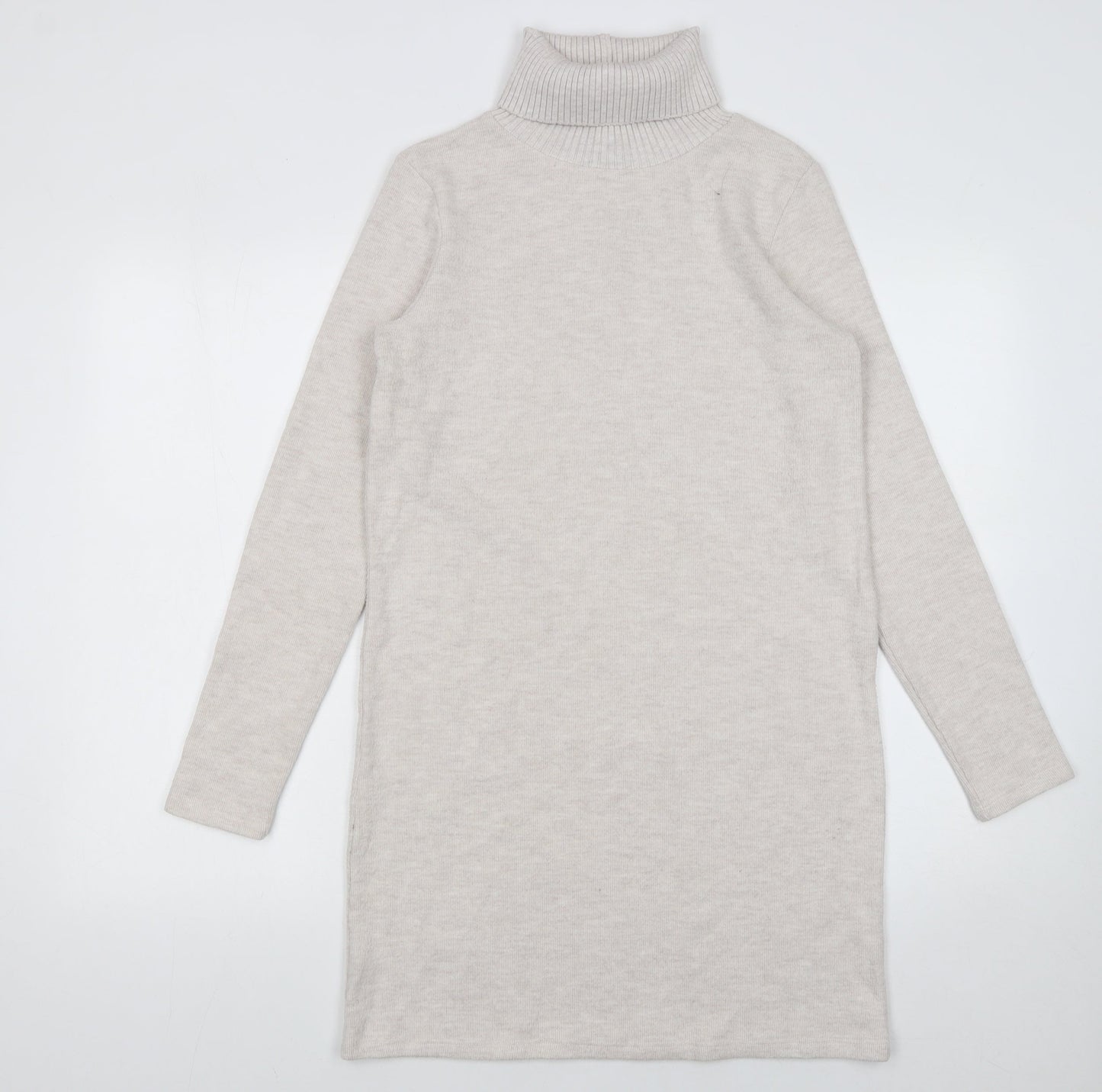 George Women Beige Size 10 Roll Neck Knit Sweater Dress