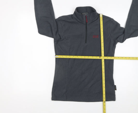 Jack Wolfskin Women Grey Fleece Half Zip Outdoor Jacket Size 6