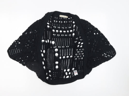 Topshop Women's Black Open-Knit Shrug Cardigan Size 8