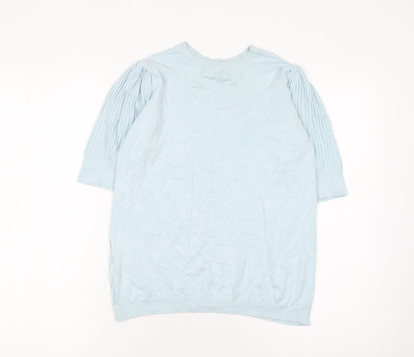Marks and Spencer Women’s Blue Size 14 3/4 Sleeve Puff Knit Jumper