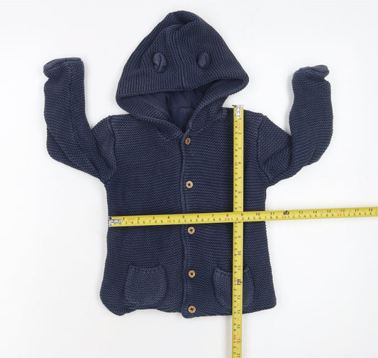 George Blue Hooded Knit Cardigan Jumper 18-24 Months Unisex Baby