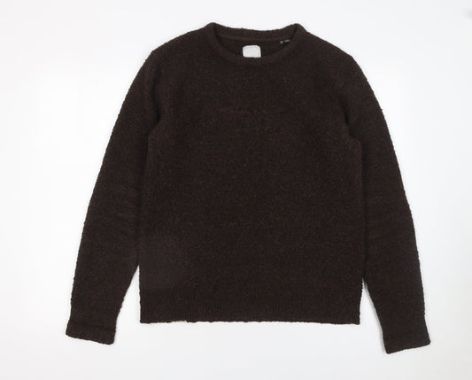 Jack & Jones Men’s Brown Crew Neck Wool Blend Knit Jumper M