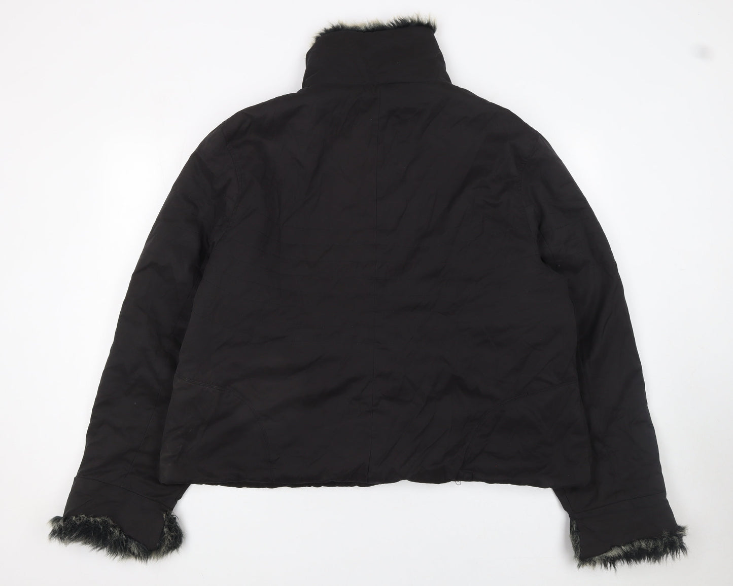 Inspire Womens Black Faux Fur Trim Puffer Jacket UK 34 Winter Coat