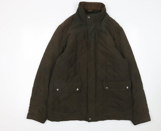 James Pringle Men's Brown Quilted Mid-Length Jacket M