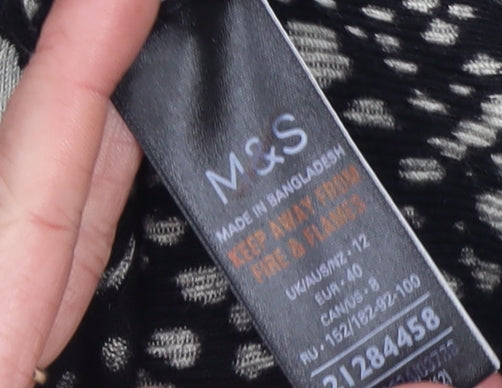 Marks and Spencer Women's Black Animal Print Crew Neck Jumper Size 12