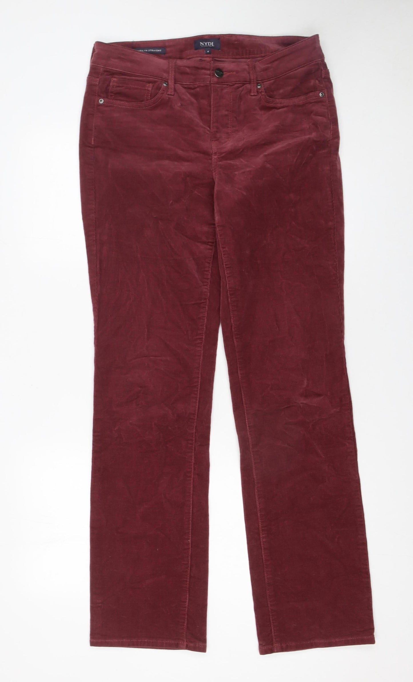 NYDJ Women's Red Corduroy Straight Leg Trousers Size 8 UK