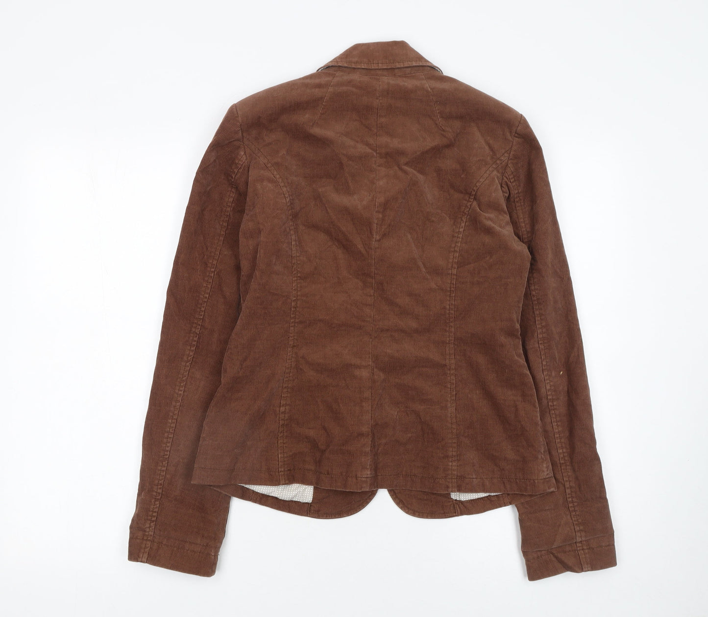 Tom Tailor Women Brown Corduroy Slim Fit Single-Breasted Blazer Size 8