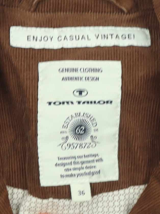 Tom Tailor Women Brown Corduroy Slim Fit Single-Breasted Blazer Size 8