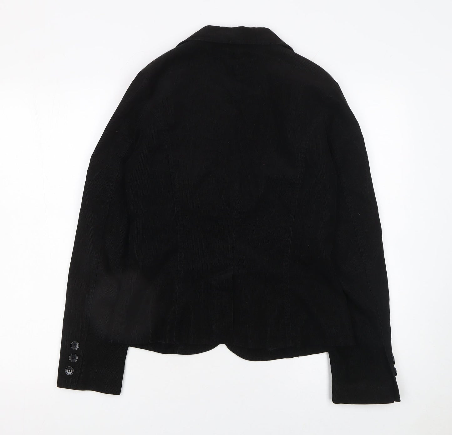 H&M Women Black Corduroy Blazer Size 10 Regular Single Breasted Jacket
