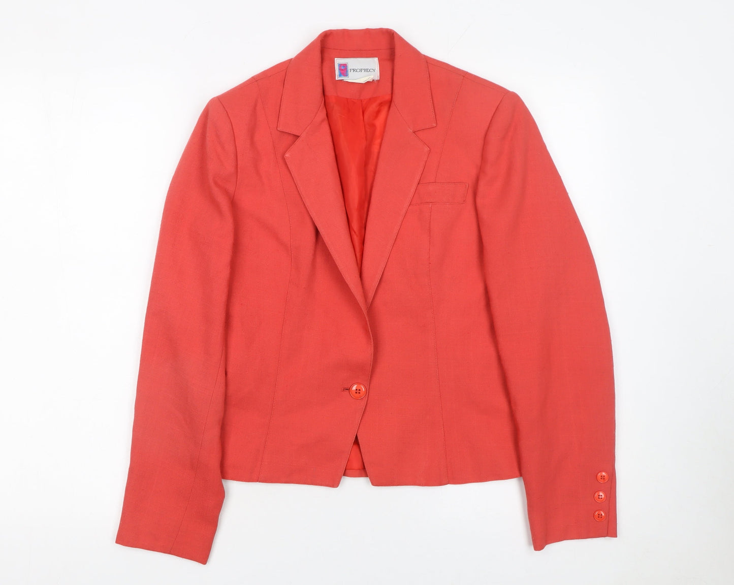 Prophecy Women's Red Linen Blend Single-Breasted Blazer Size 10