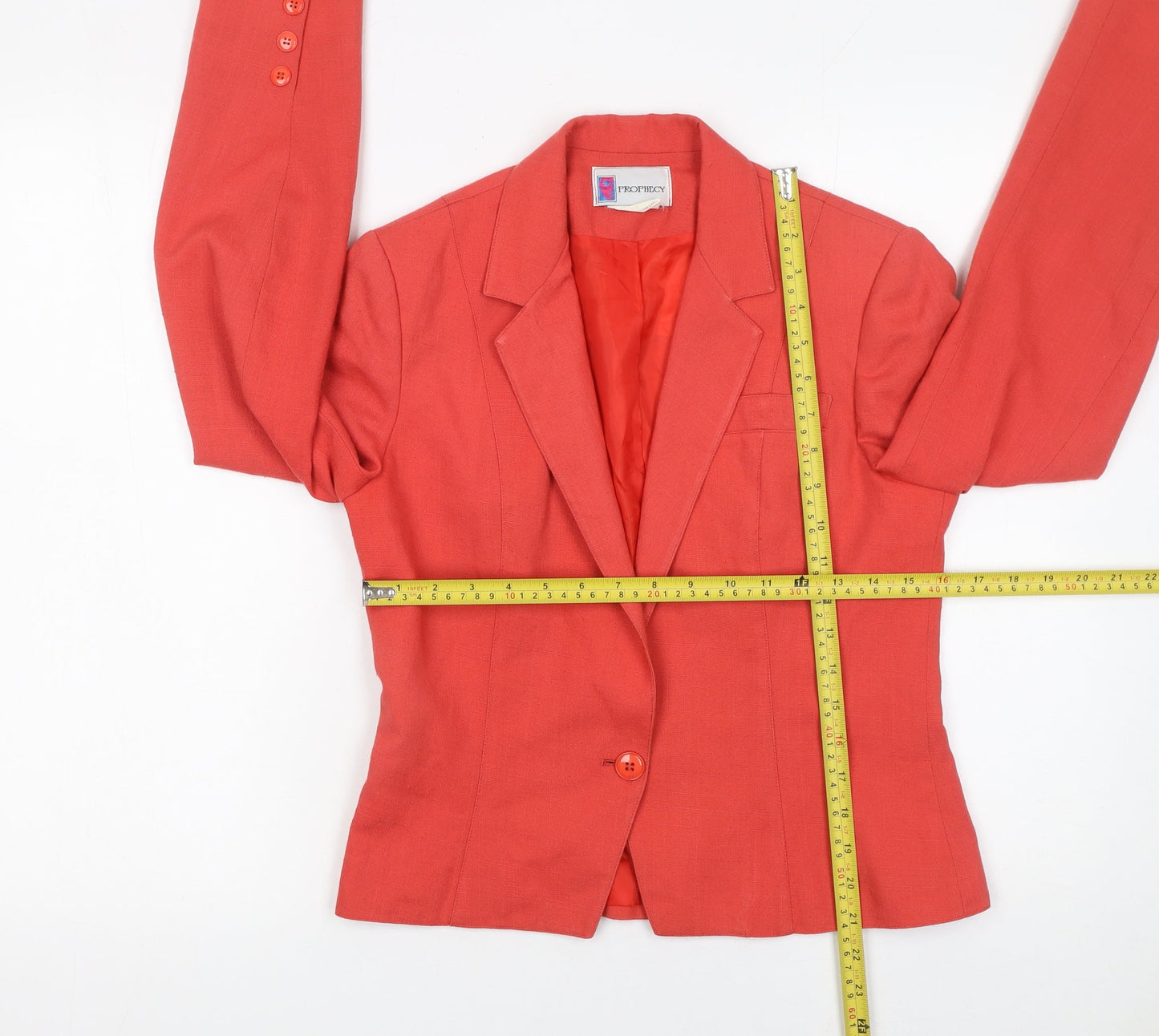 Prophecy Women's Red Linen Blend Single-Breasted Blazer Size 10